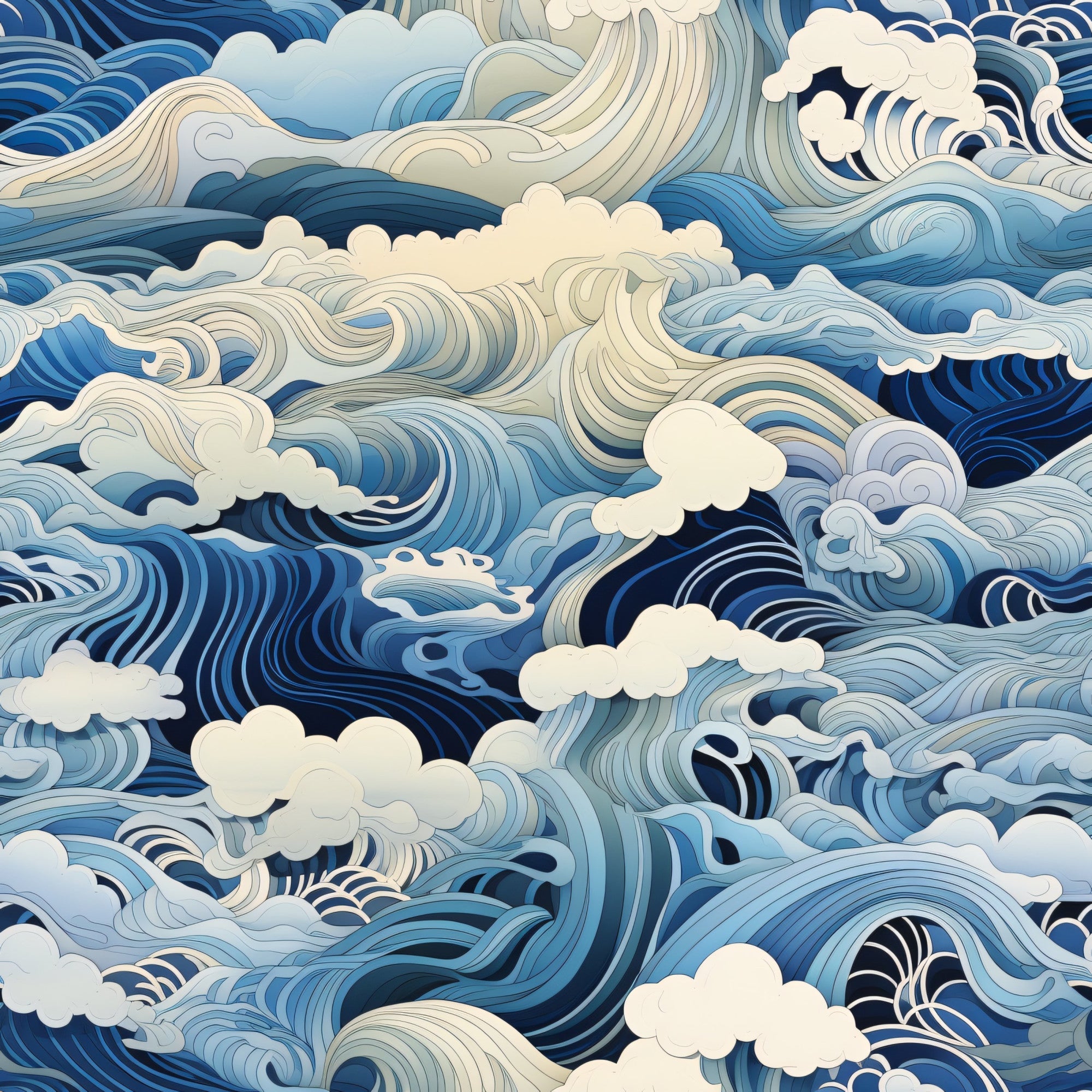 Indigo Swells Pattern 8 Minky Fabric