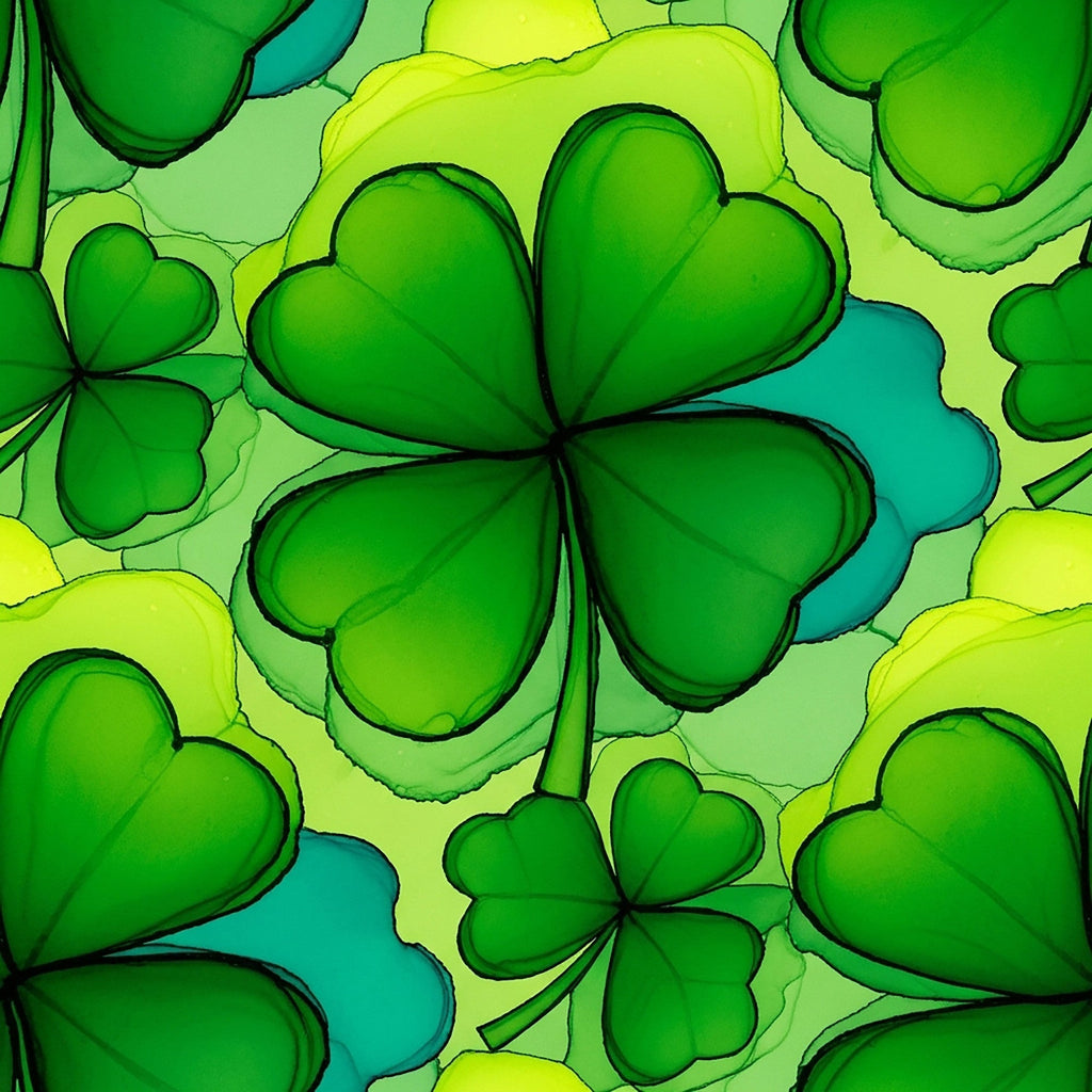 Alcohol Ink Shamrock Pattern 15 Minky Fabric