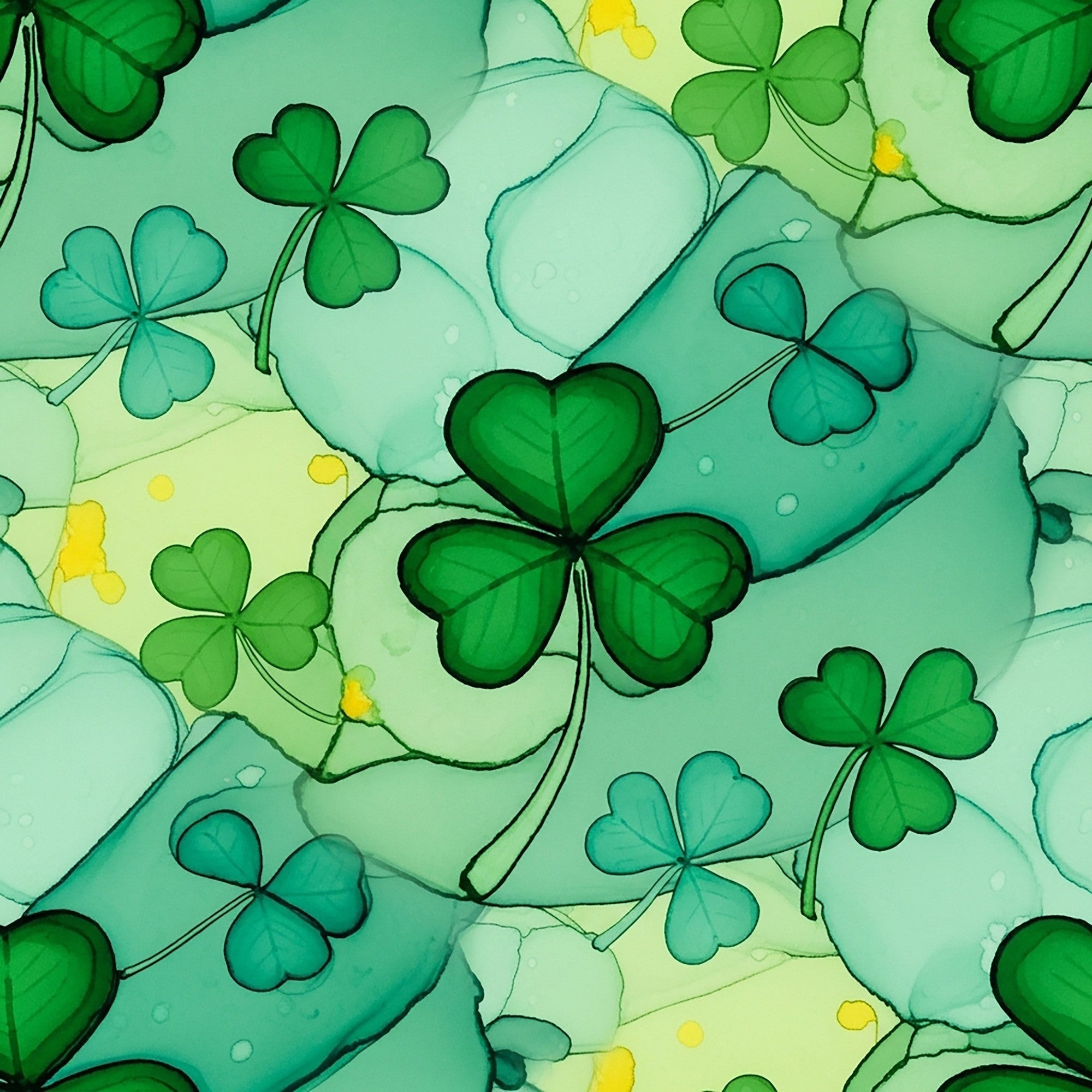 Alcohol Ink Shamrock Pattern 25 Minky Fabric