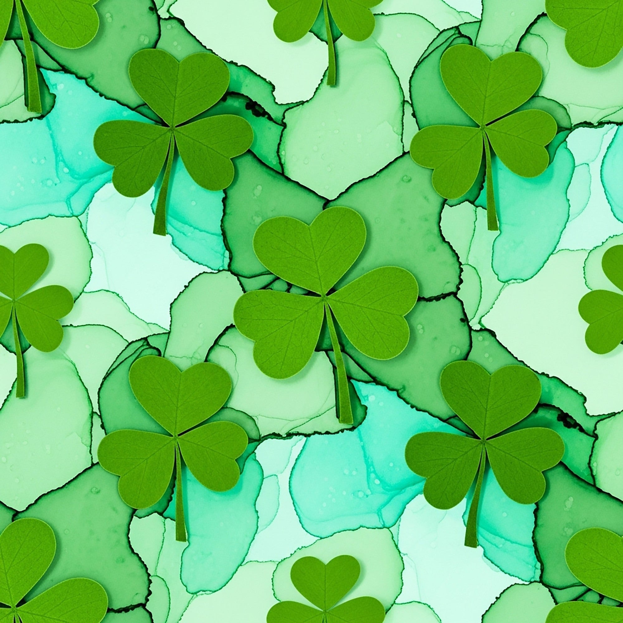 Alcohol Ink Shamrock Pattern 26 Minky Fabric