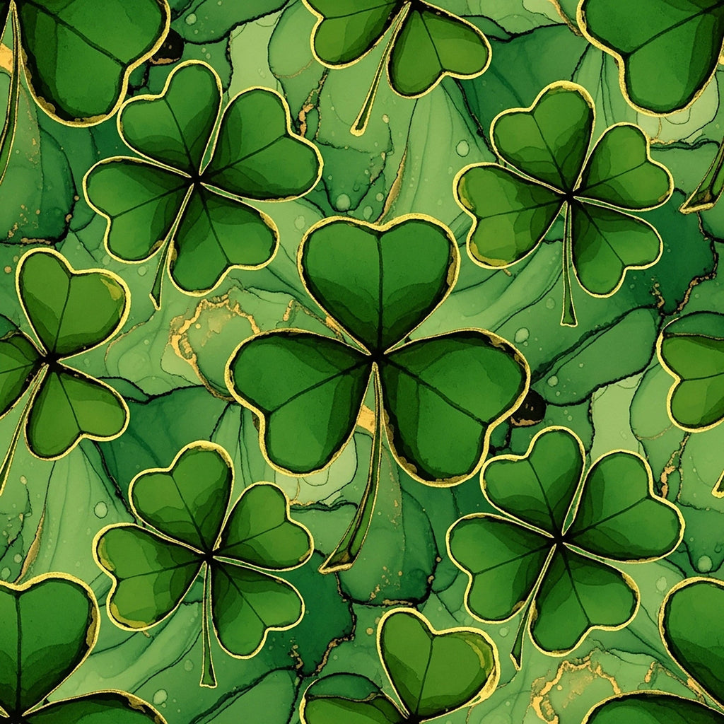 Alcohol Ink Shamrock Pattern 9 Minky Fabric