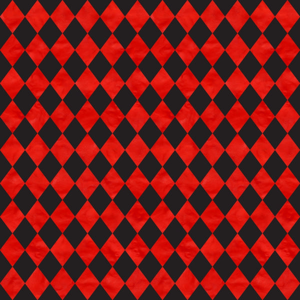 red, black, diamond pattern, harlequin, checkerboard, geometric, argyle,, fabric panel, alternating colors, repetitive pattern, contrasting colors, bold colors, tessellation, rhombus shapes, seamless pattern, textile design, craft fabric, sewing material