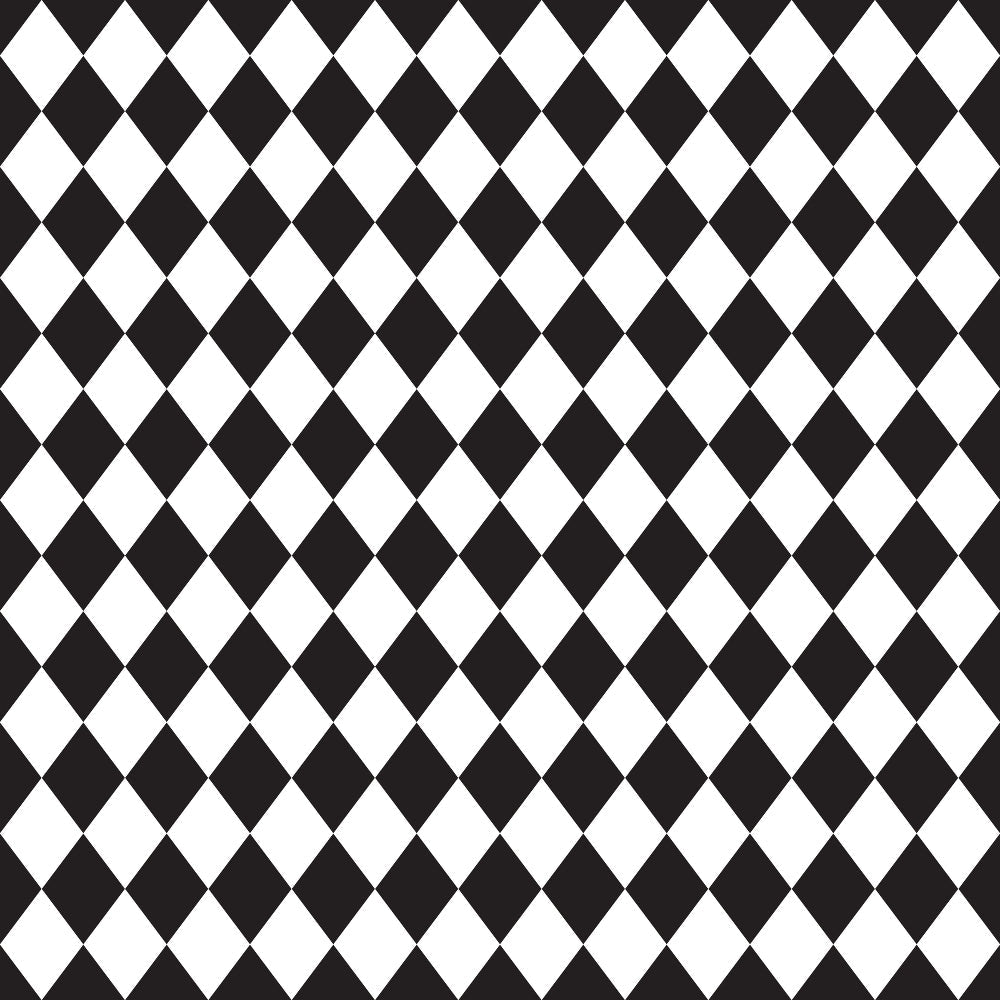 black and white, diamond pattern, geometric design, harlequin print, checkered, alternating diamonds, monochrome,, fabric panel, contrasting pattern, angular shapes, repetitive motif, craft fabric, sewing material, patchwork suitable