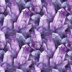 purple, amethyst, lavender, violet, gemstones, crystals, minerals, geometric, faceted, repeating pattern,, fabric panel, mystical, spiritual, healing stones, watercolor style, seamless design, precious stones, rock formations, crystalline structures