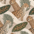beige, tan, brown, green, cream, lions, leopards, cheetahs, big cats, safari animals, tropical leaves, palm fronds, pampas grass, animal print, spotted pattern, jungle theme, wildlife,, fabric panel, earthy tones, natural colors, exotic animals