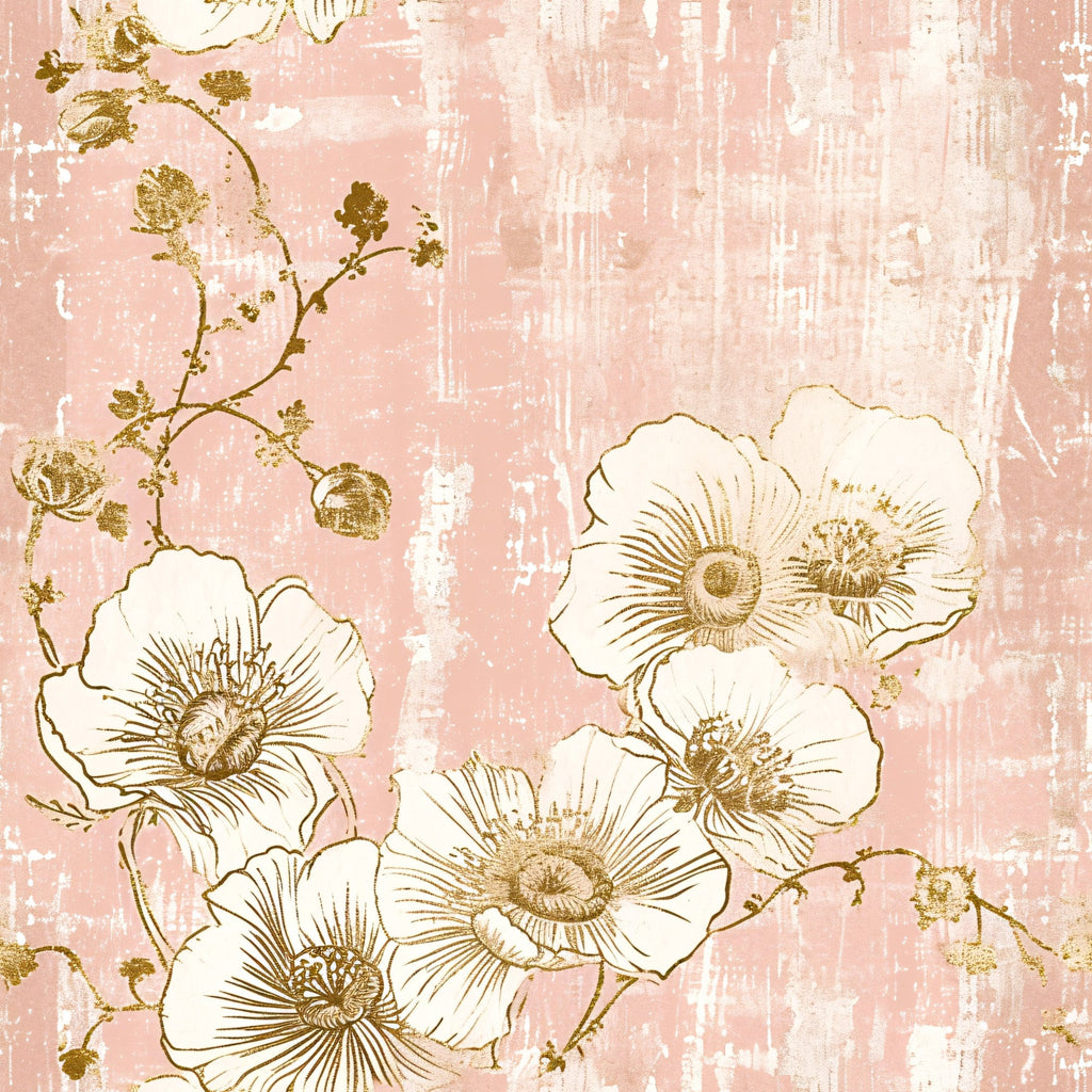 Gilded Fresco Blooms Pattern 1 Minky Fabric