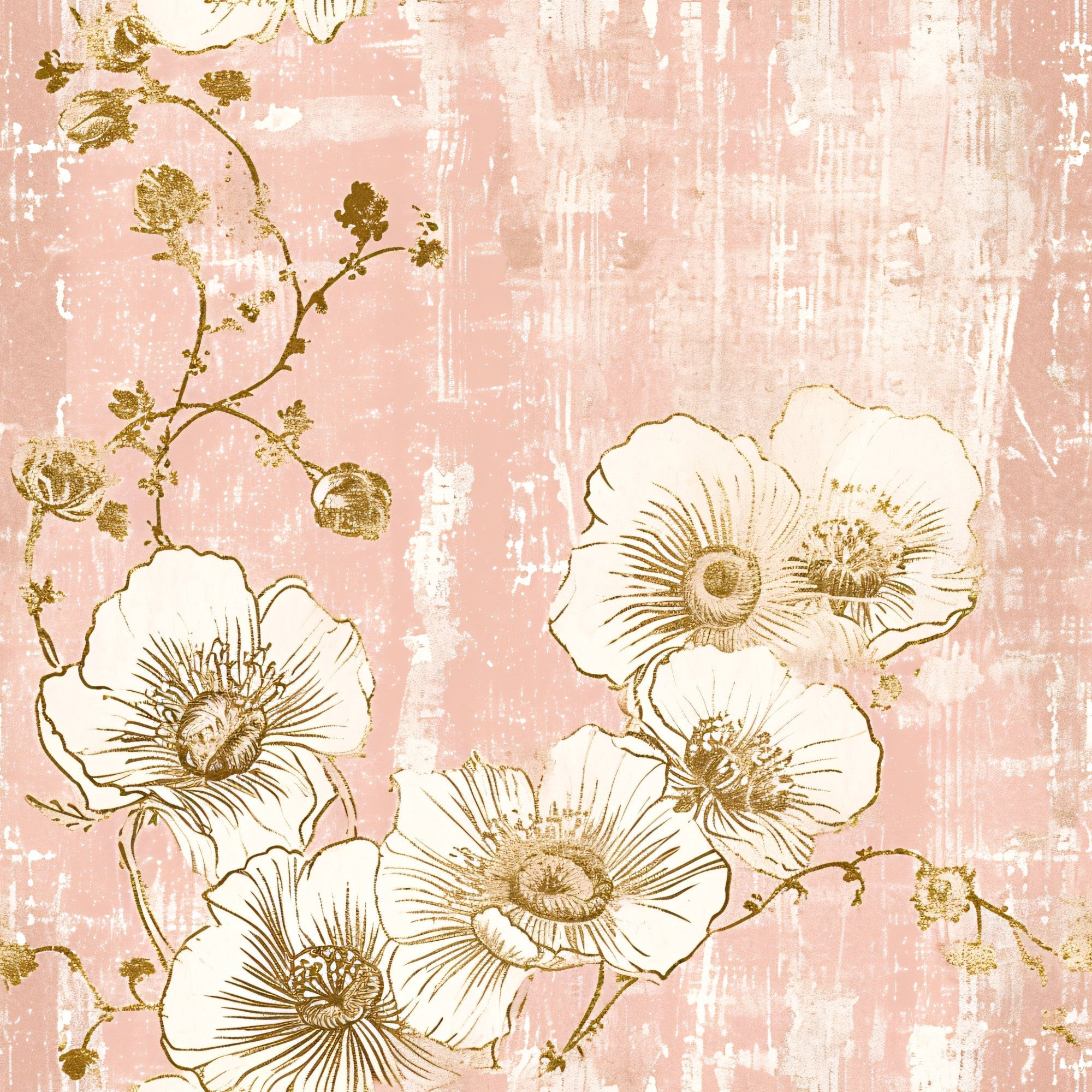 Gilded Fresco Blooms Pattern 1 Minky Fabric