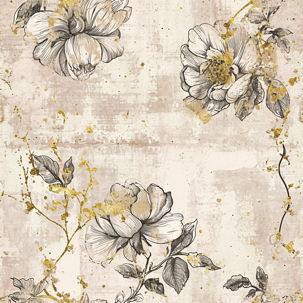 Gilded Fresco Blooms Pattern 15 Minky Fabric
