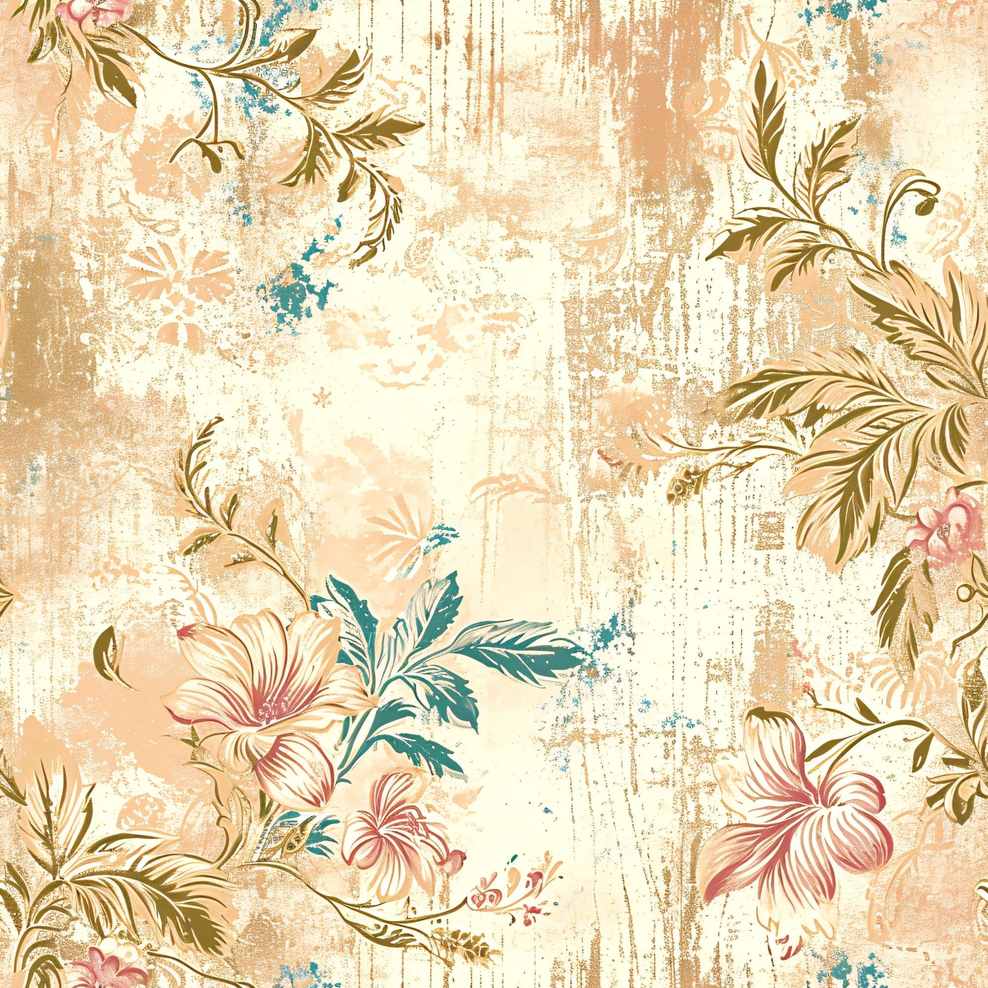 Gilded Fresco Blooms Pattern 17 Minky Fabric