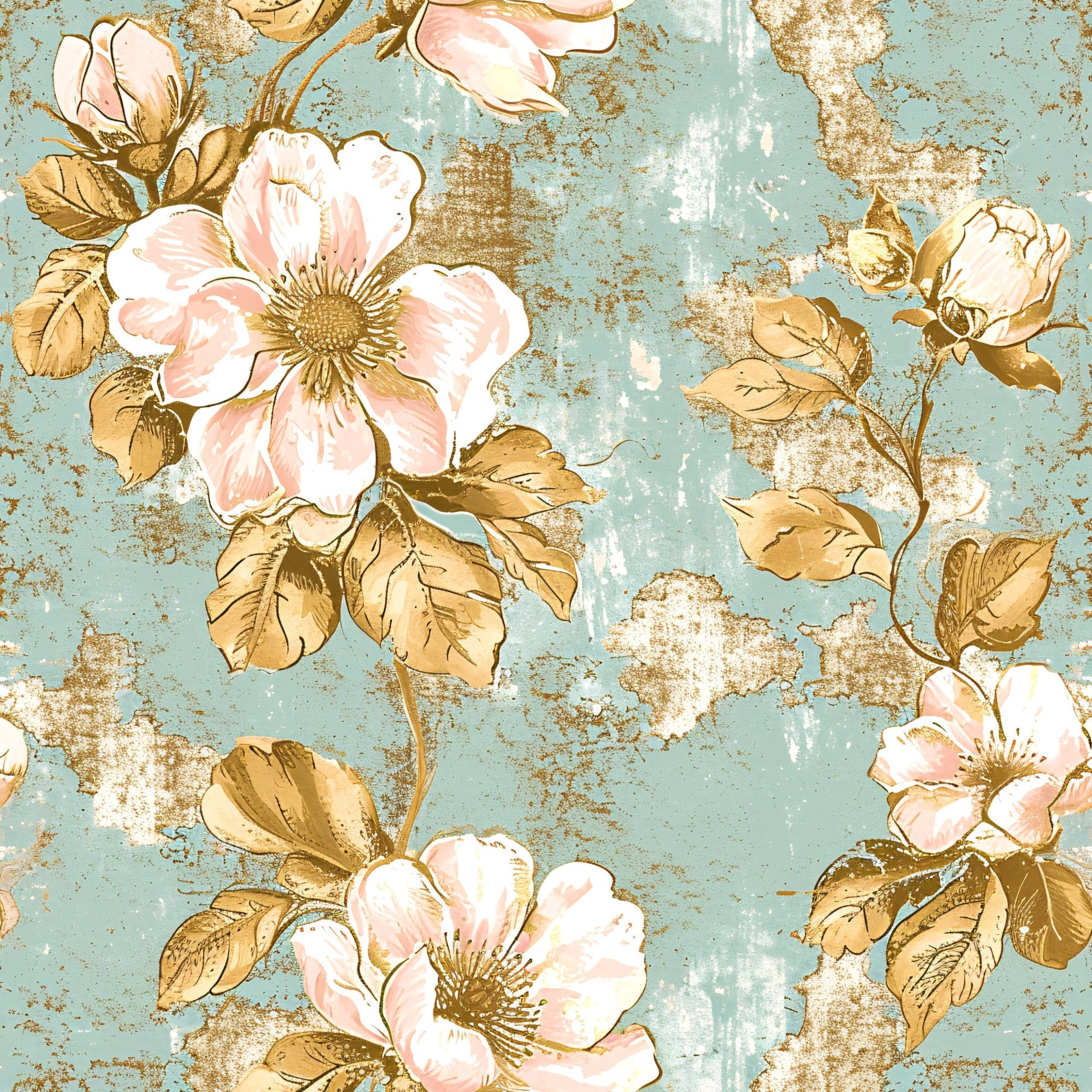 Gilded Fresco Blooms Pattern 19 Minky Fabric