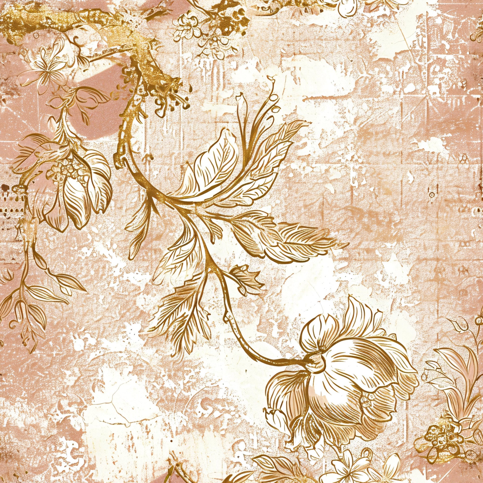 Gilded Fresco Blooms Pattern 4 Minky Fabric