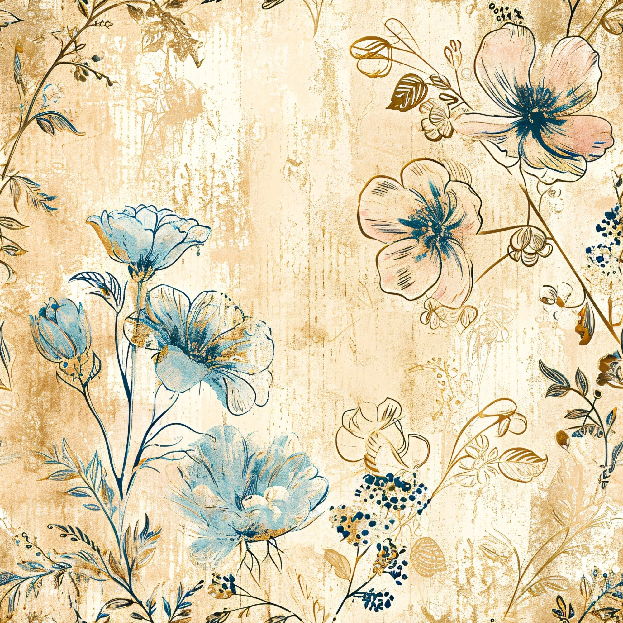 Gilded Fresco Blooms Pattern 5 Minky Fabric