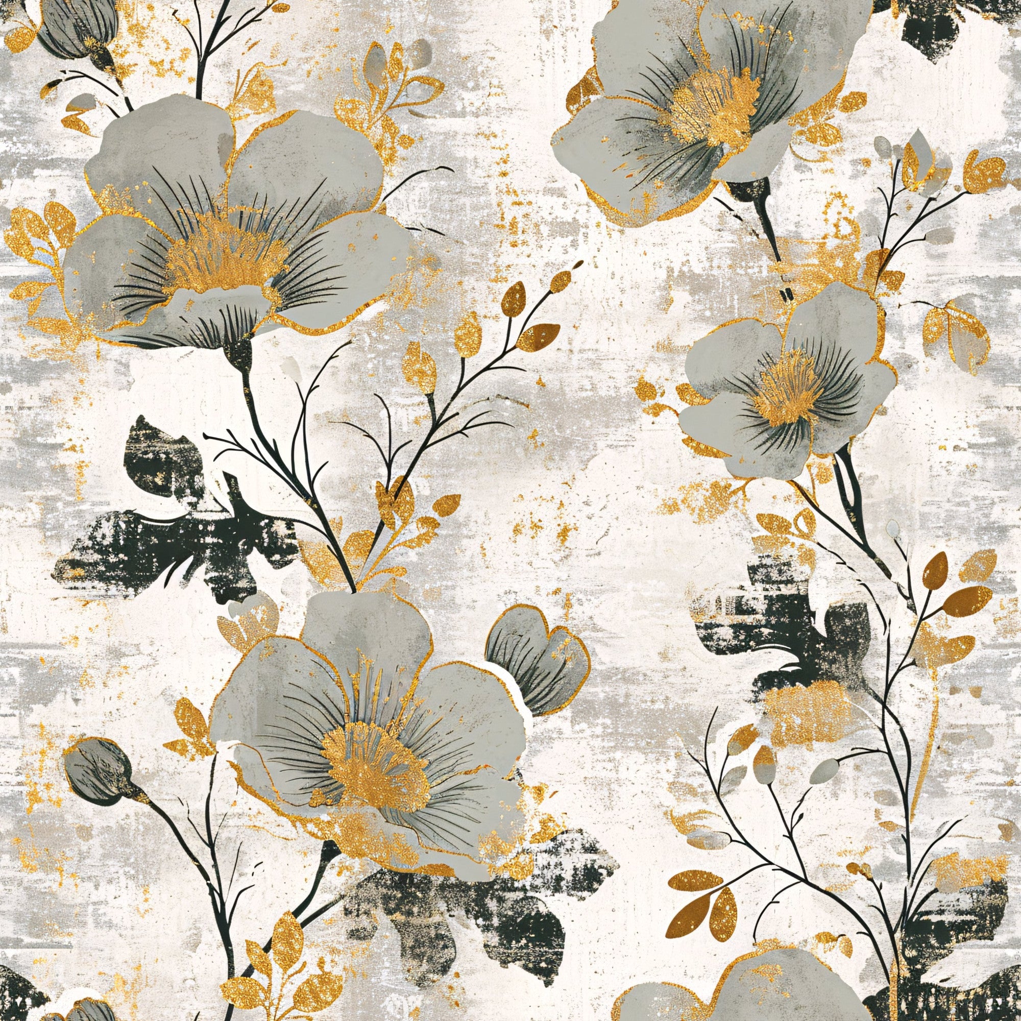 Gilded Fresco Blooms Pattern 8 Minky Fabric
