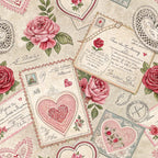 Antique Valentine Postcards Pattern 10 Minky Fabric