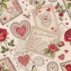 Antique Valentine Postcards Pattern 1 Minky Fabric