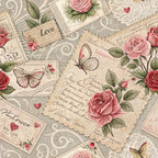 Antique Valentine Postcards Pattern 5 Minky Fabric