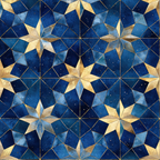navy blue, midnight blue, gold, geometric stars, eight-pointed stars, islamic patterns, moroccan design, tessellation,, fabric panel, celestial motifs, arabian nights, starry pattern, blue and gold, geometric quilting, middle eastern design, ornate stars, repeating pattern, cotton fabric, night sky theme