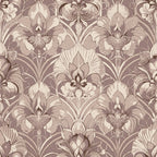 beige, taupe, sepia, monochromatic, orchids, floral motifs, art deco, symmetrical pattern, botanical design, vintage style,, fabric panel, elegant florals, repeating pattern, neutral tones, sophisticated design, decorative flowers, ornate petals, textured blooms