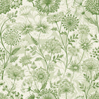 sage green, cream background, botanical pattern, queen anne's lace, wildflowers, umbel flowers, delicate stems, nature motif, art nouveau style, organic design,, fabric panel, soft palette, floral illustration, meadow flowers, vintage botanical, seamless repeat, earthy tones, natural elements