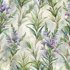 watercolor botanical, rosemary sprigs, purple lavender, sage green, cream background, herb garden, nature pattern,, fabric panel, soft pastels, organic design, flowing branches, delicate florals, natural elements, garden herbs, muted tones, botanical illustration, seamless repeat, spring motifs
