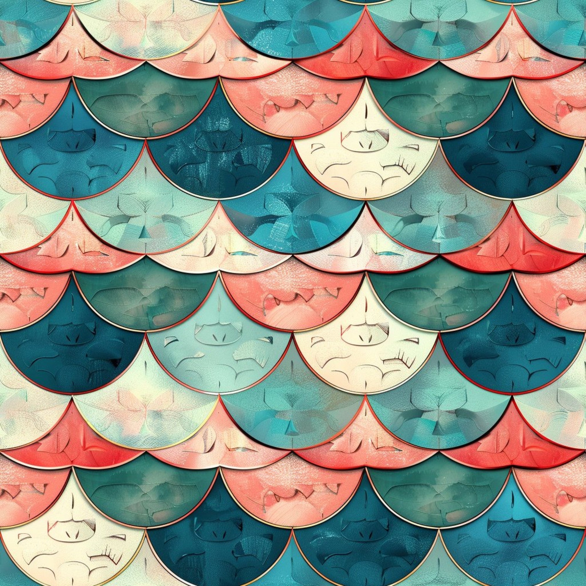Art Deco Fish Scales Pattern 11 Minky Fabric