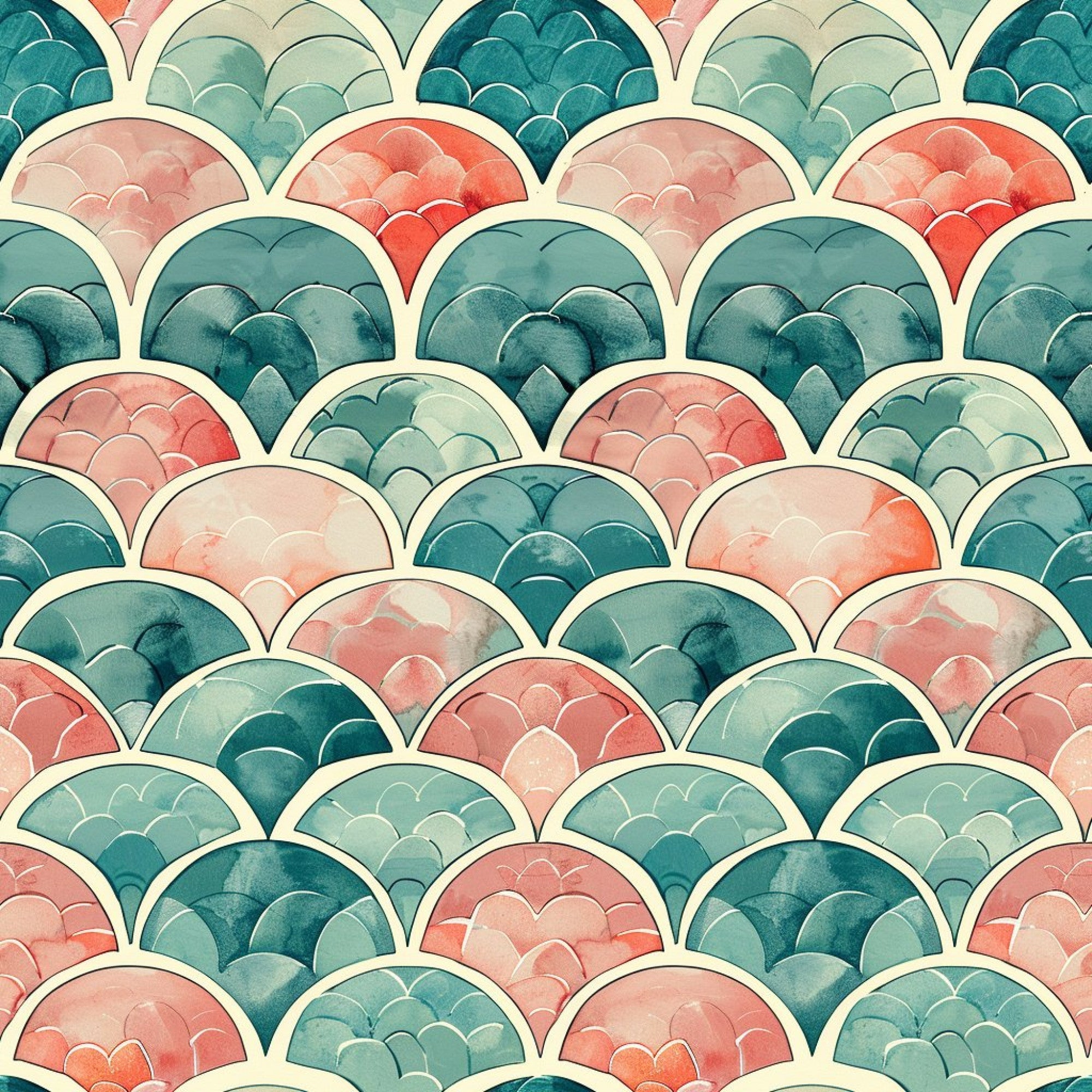 Art Deco Fish Scales Pattern 12 Minky Fabric