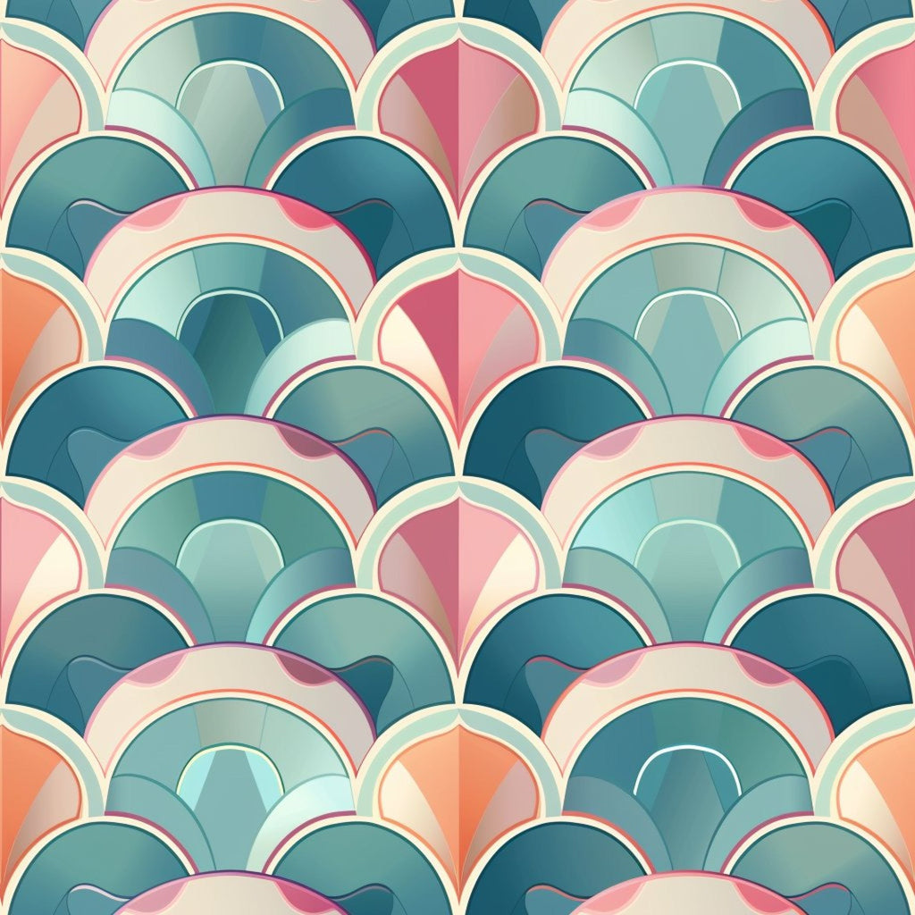 Art Deco Fish Scales Pattern 13 Minky Fabric