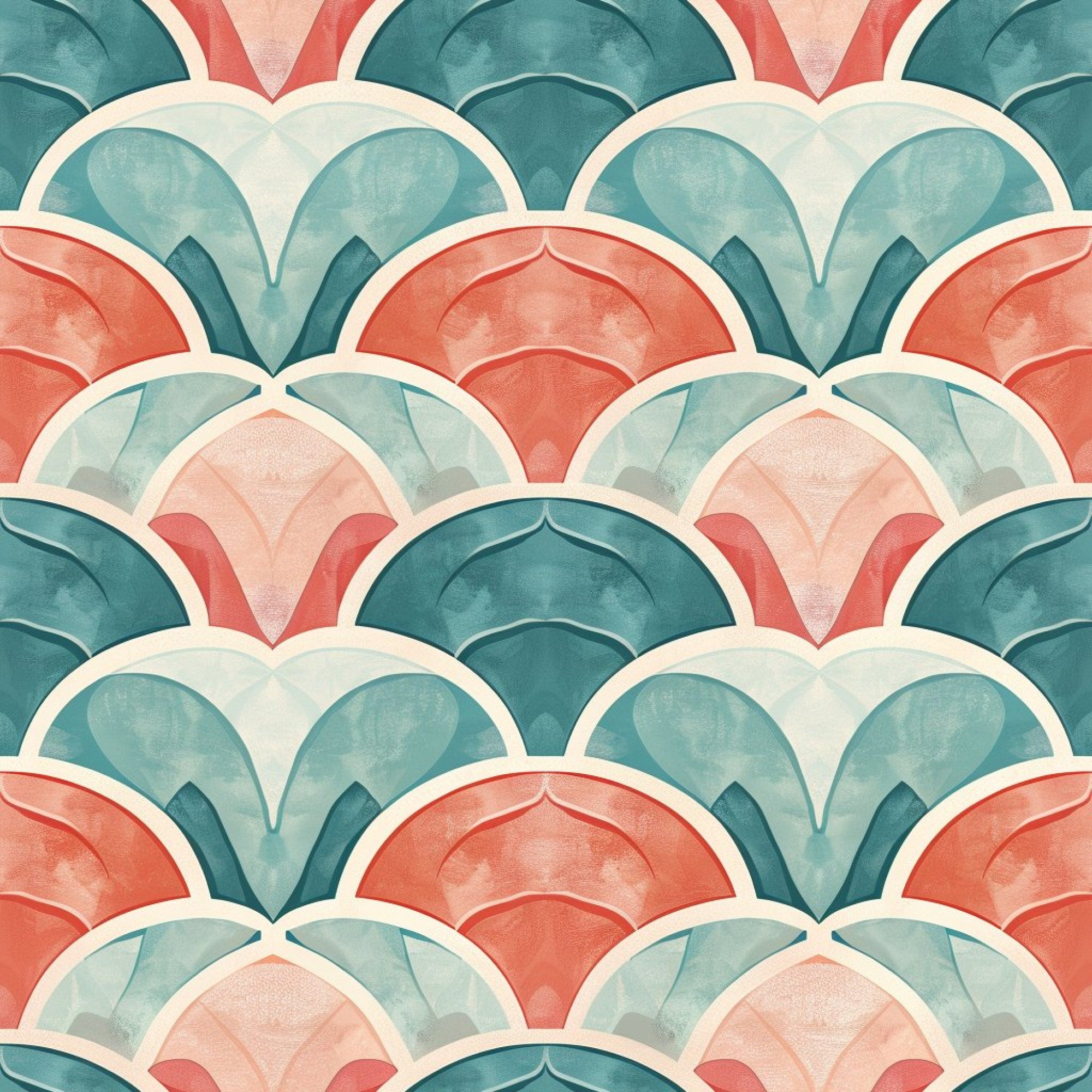 Art Deco Fish Scales Pattern 15 Minky Fabric