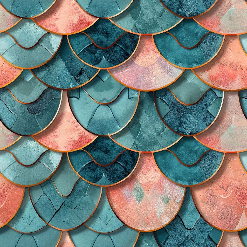 Art Deco Fish Scales Pattern 16 Minky Fabric