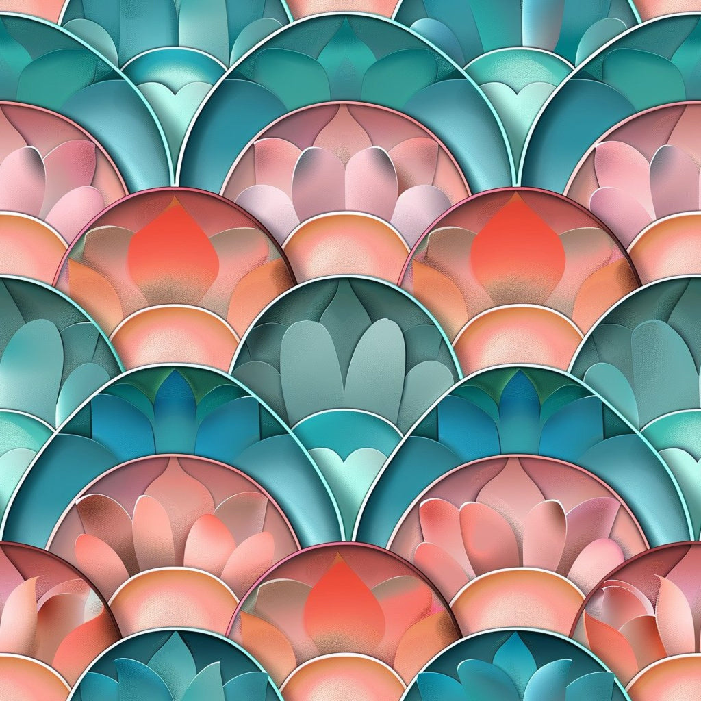 Art Deco Fish Scales Pattern 17 Minky Fabric