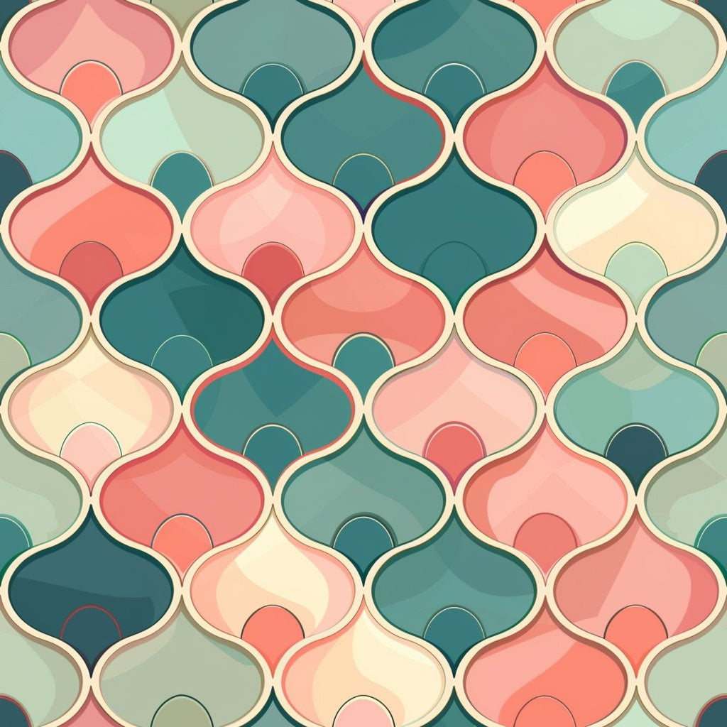 Art Deco Fish Scales Pattern 18 Minky Fabric