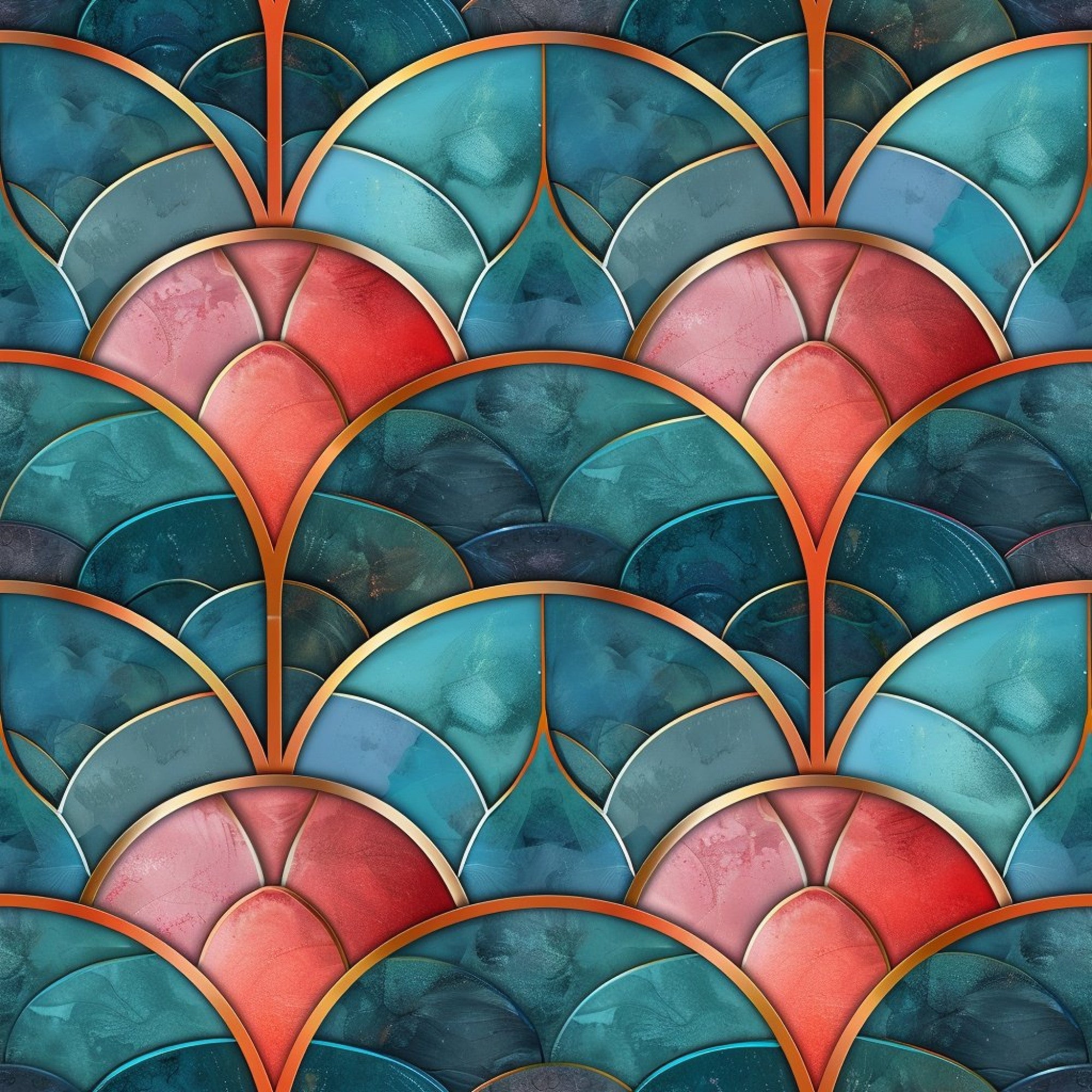 Art Deco Fish Scales Pattern 2 Minky Fabric