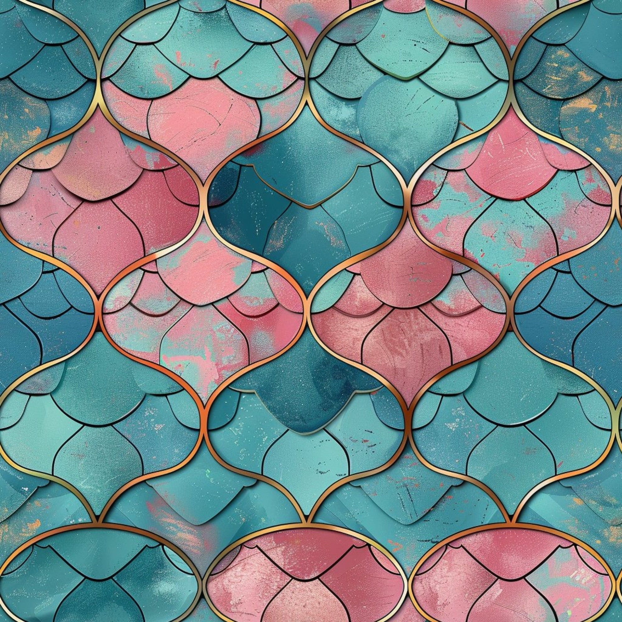 Art Deco Fish Scales Pattern 4 Minky Fabric