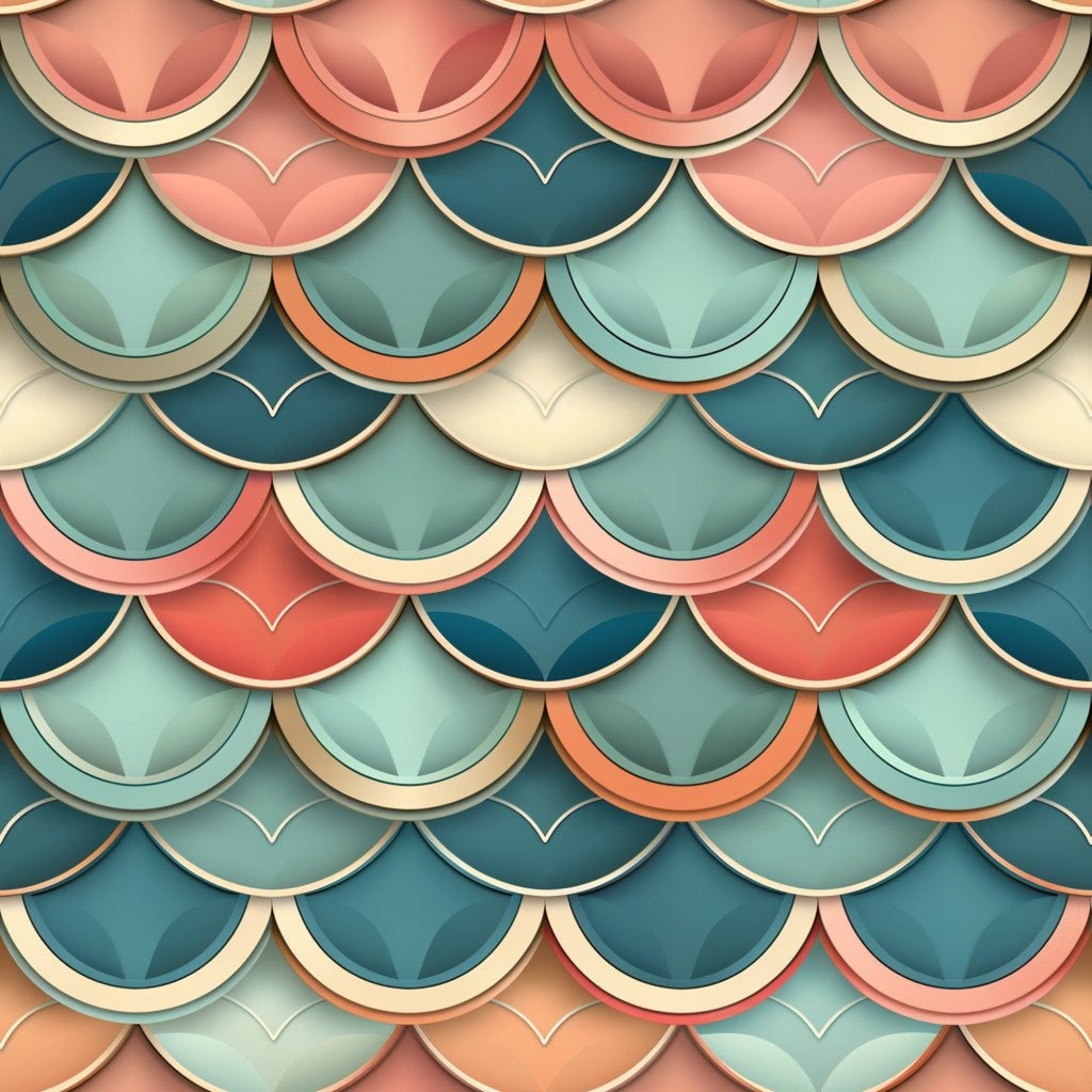 Art Deco Fish Scales Pattern 6 Minky Fabric