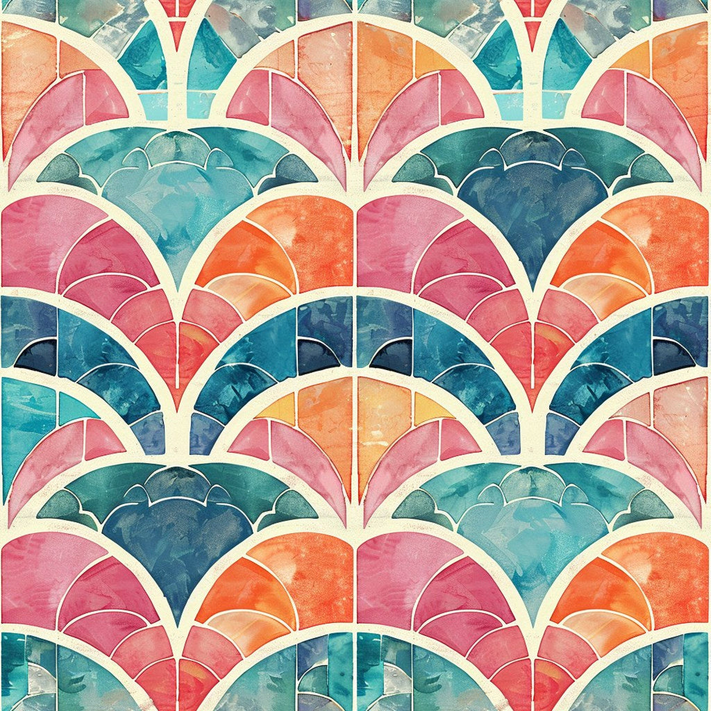 Art Deco Fish Scales Pattern 9 Minky Fabric