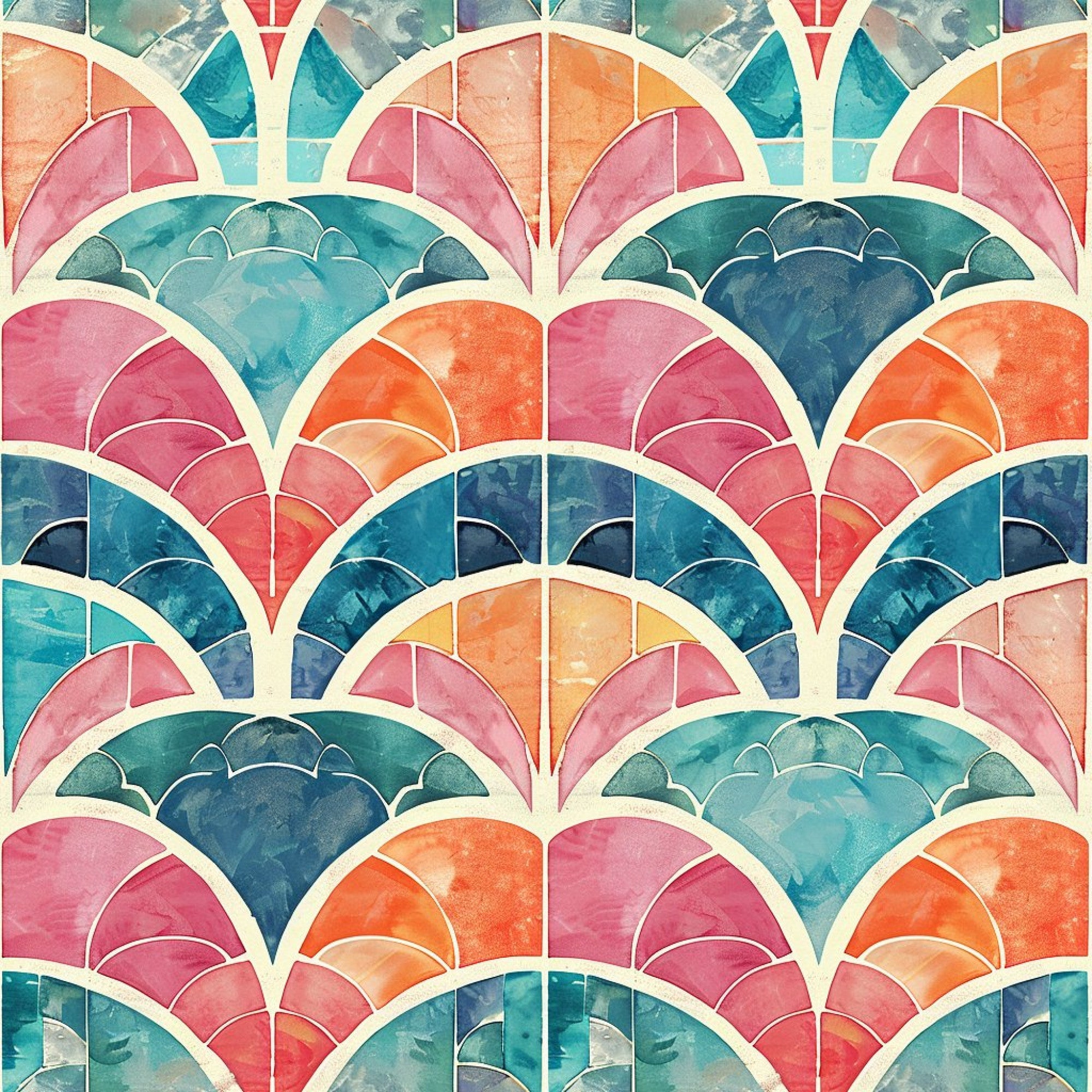 Art Deco Fish Scales Pattern 9 Minky Fabric