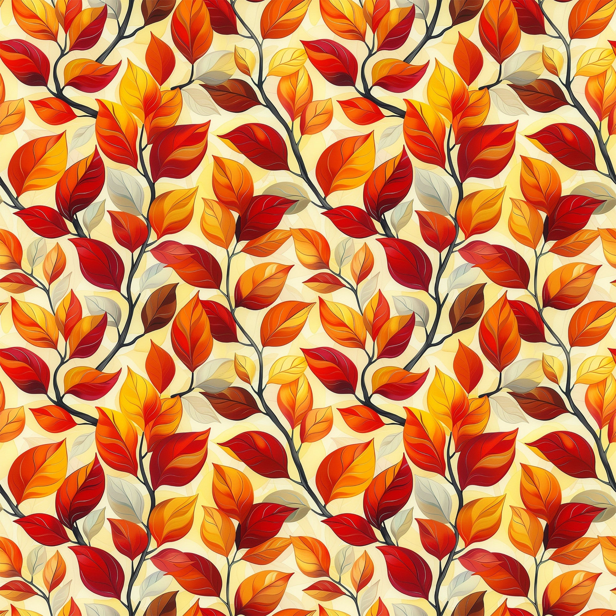 Artistic Autumn Leaves Pattern 11 Minky Fabric