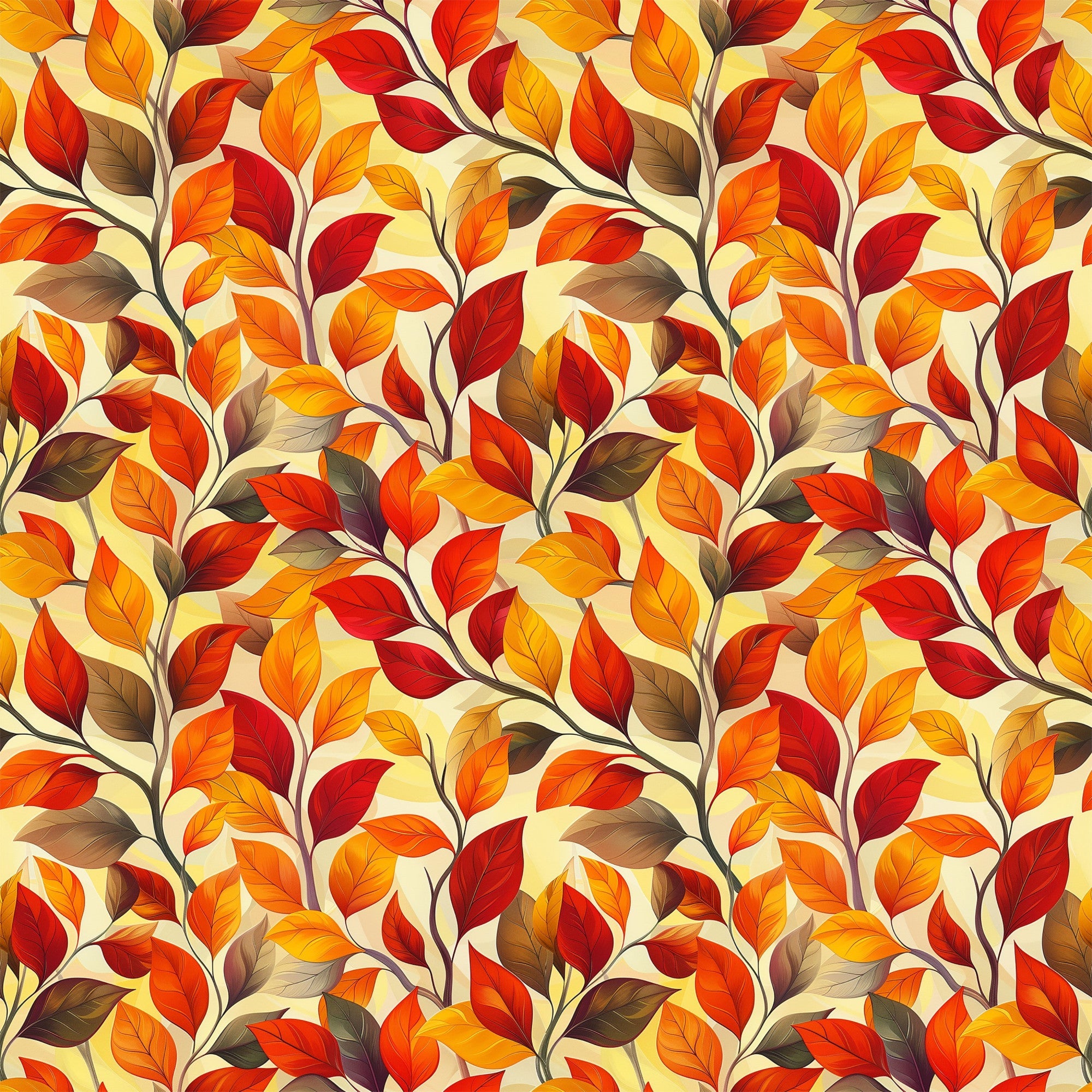 Artistic Autumn Leaves Pattern 3 Minky Fabric