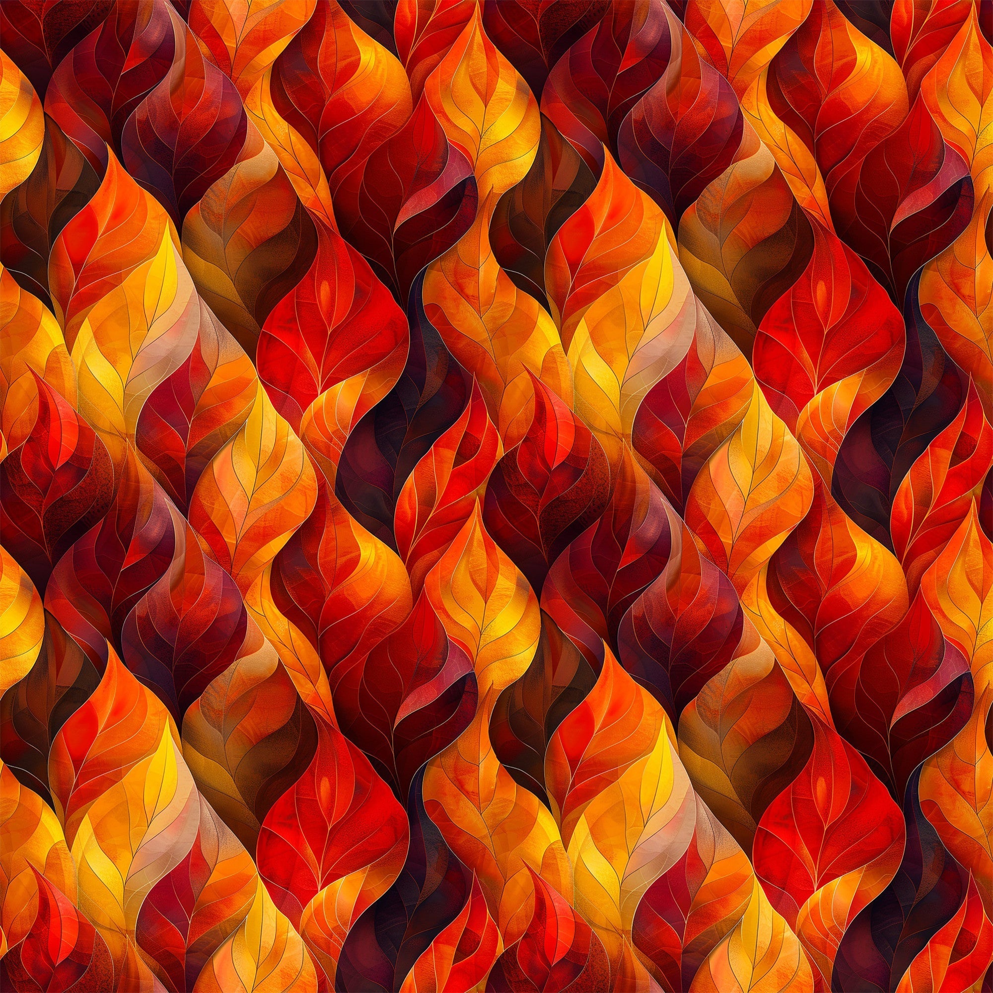 Artistic Autumn Leaves Pattern 4 Minky Fabric