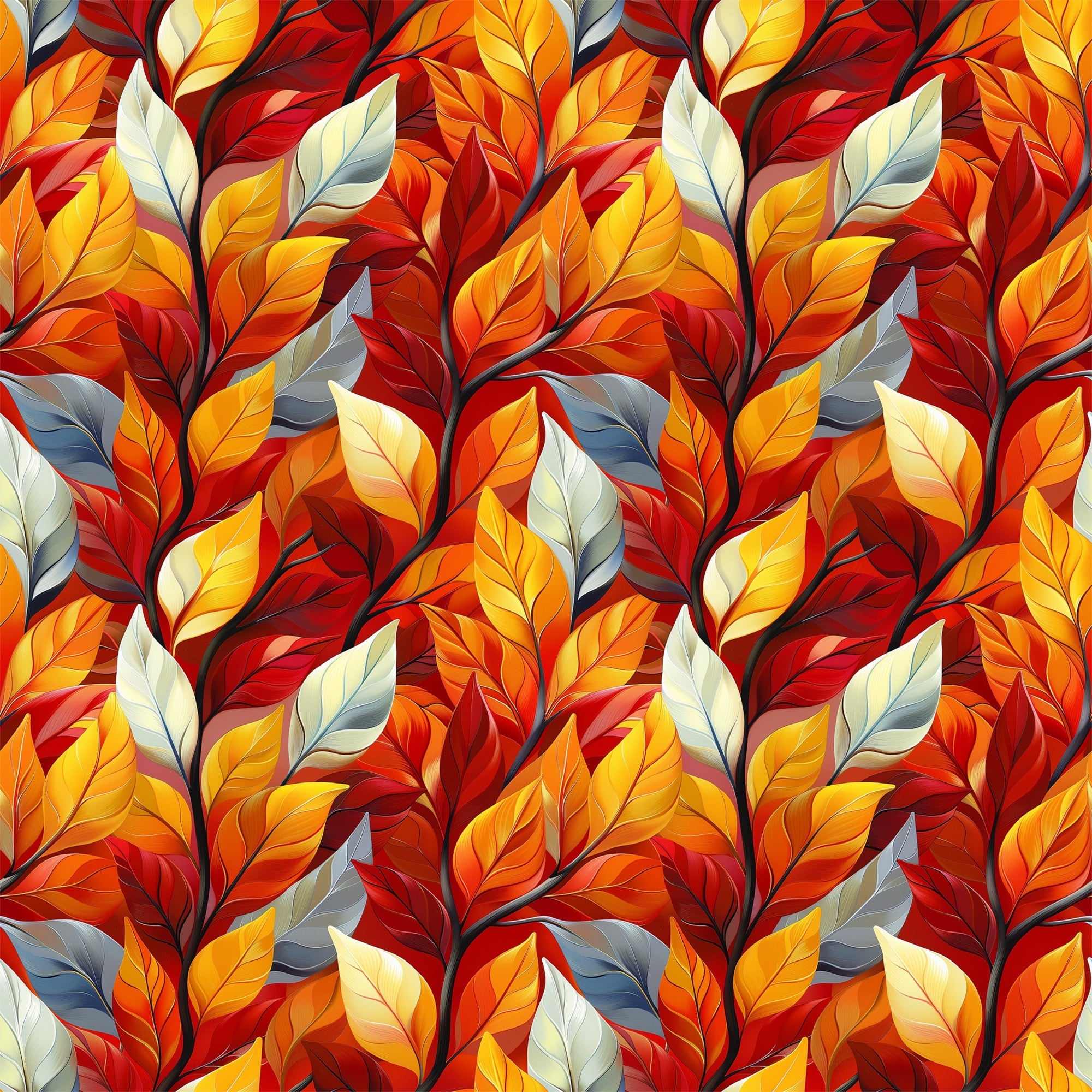 Artistic Autumn Leaves Pattern 5 Minky Fabric