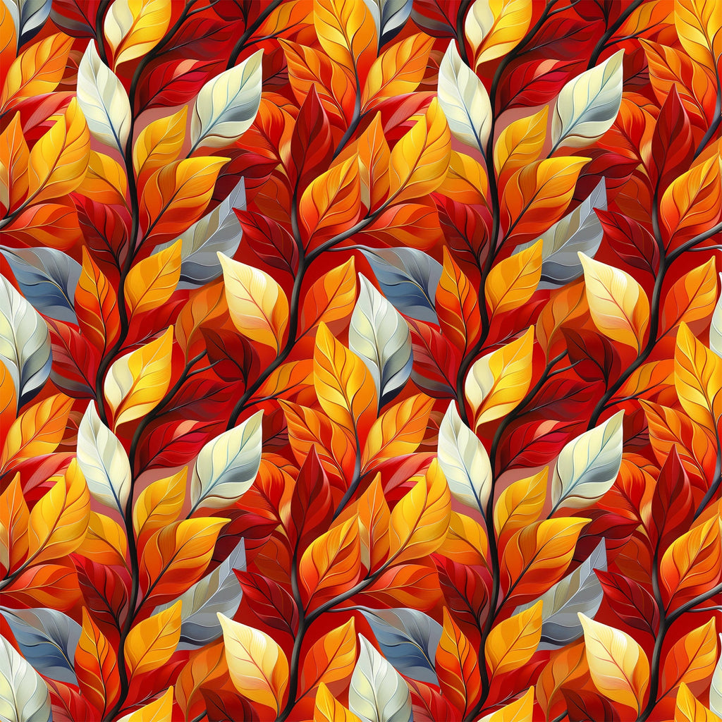 Artistic Autumn Leaves Pattern 5 Minky Fabric