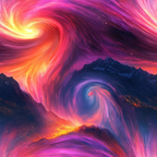 aurora borealis, swirling sky, mountain landscape, purple, magenta, orange, yellow, cosmic swirls, starry night, celestial pattern,, fabric panel, dreamy atmosphere, mystical sky, flowing energy, vibrant colors, northern lights, dramatic scenery, fantasy landscape