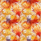 autumn swirls, orange, red, yellow, burgundy, cream, flowing pattern, ornate scrollwork, decorative flourishes, baroque style, filigree design, warm tones, gradient colors, seamless repeat,, fabric panel, fall colors, elegant curves, ornamental motifs, swirling leaves