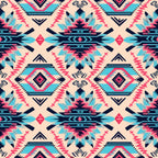 Aztec Pink and Blue Western Pattern 1 Minky Fabric