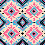 Aztec Pink and Blue Western Pattern 3 Minky Fabric
