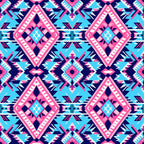 Aztec Pink and Blue Western Pattern 5 Minky Fabric