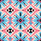Aztec Pink and Blue Western Pattern 6 Minky Fabric