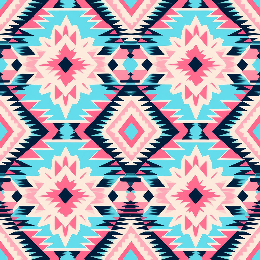 Aztec Pink and Blue Western Pattern 7 Minky Fabric