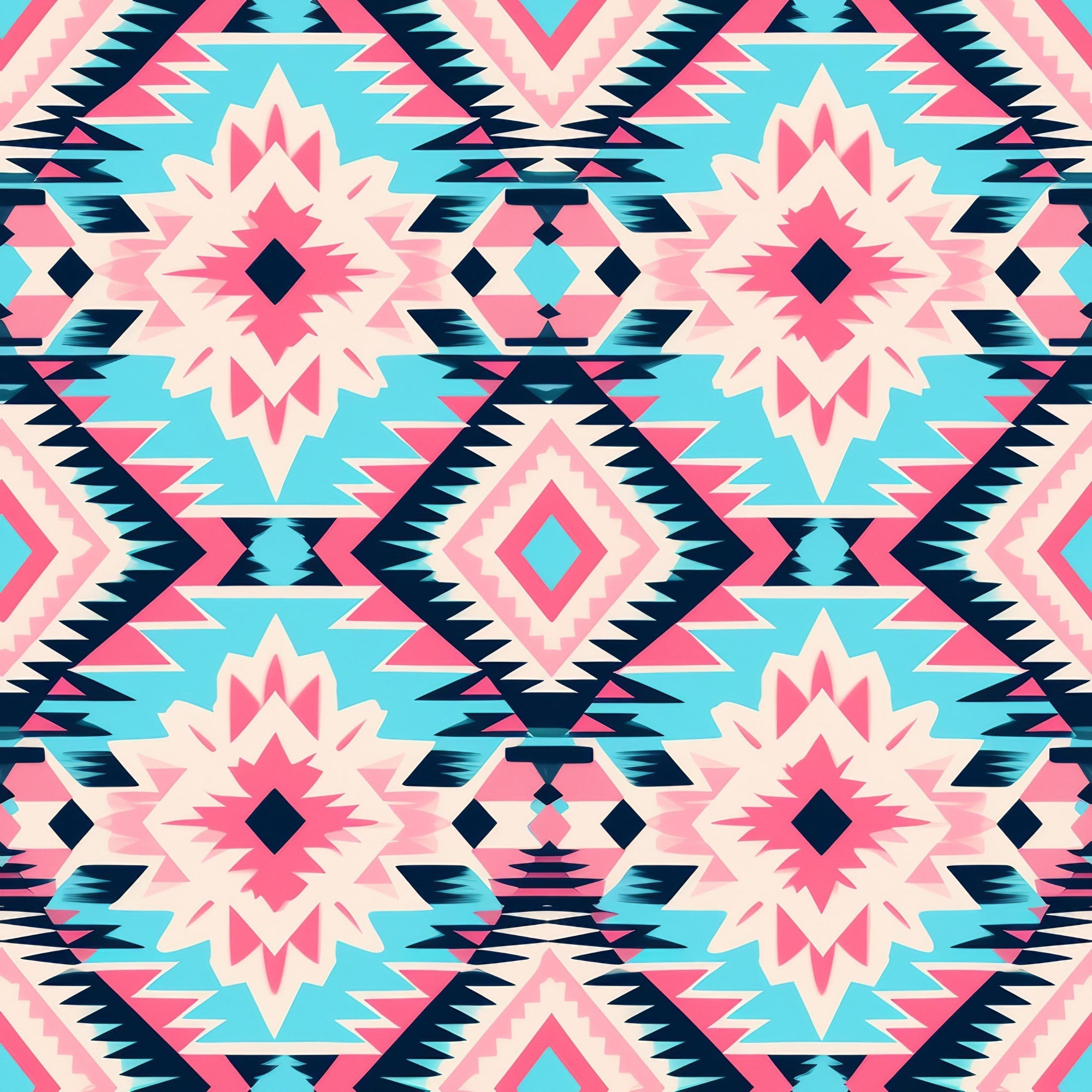 Aztec Pink and Blue Western Pattern 7 Minky Fabric