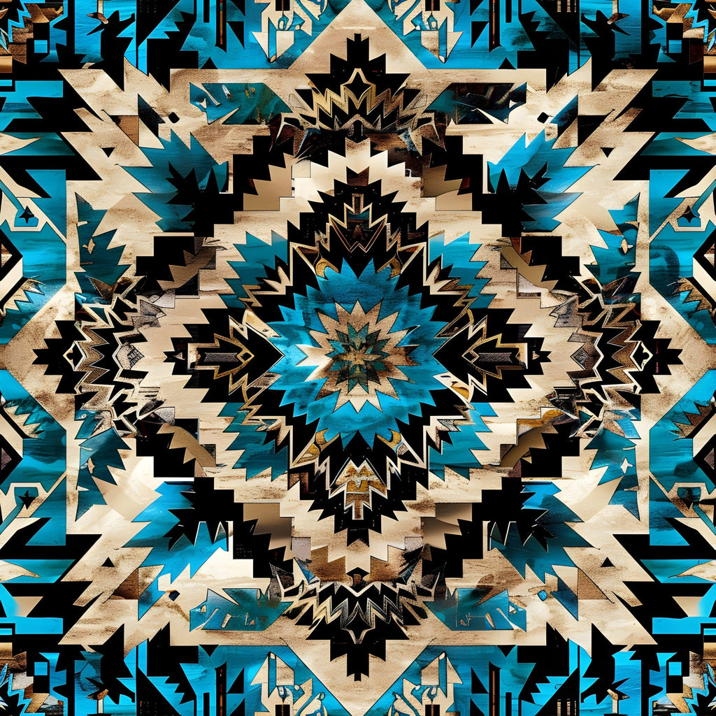 Teal Totem Pattern 1 Minky Fabric